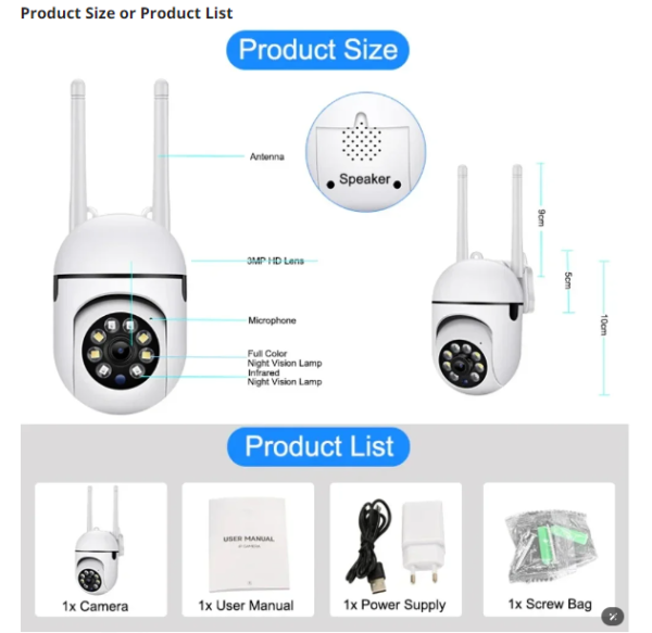 3MP IP Camera 5G Wifi Surveillance Full Color Night Vision - Ziicam App