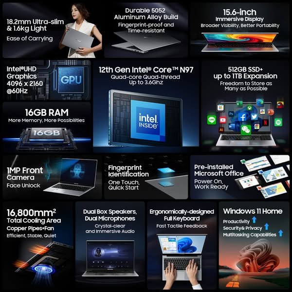 Blackview AceBook 8 15.6″ Intel N97 16GB RAM 512GB SSD