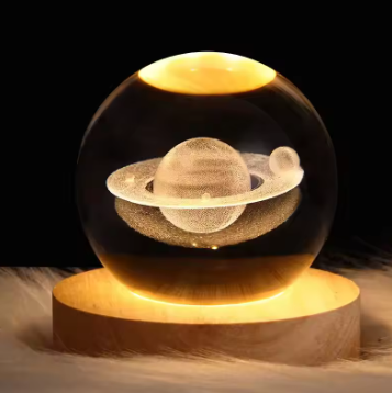USB Night Light LED Crystal Ball Table Lamp 3D