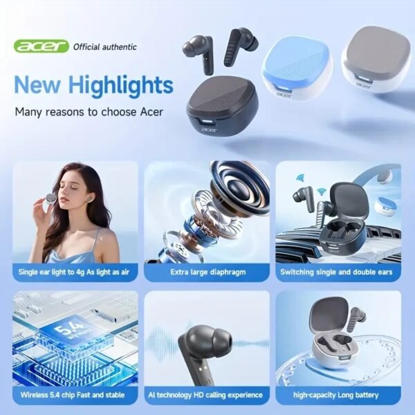 Acer OHR503 Lightweight Bluetooth 5.4 Earbuds