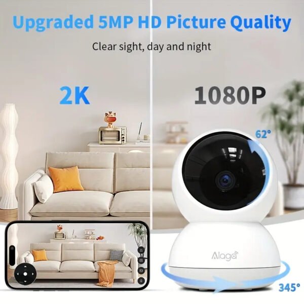 Alaga 360° Panoramic Indoor Security Camera AI Tracking Baby Monitoring