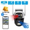 8MP 4G SIM Dual Lens Outdoor Human Detect PTZ Camera - V380 Pro App