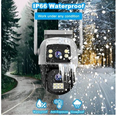 8MP 4G SIM Dual Lens Outdoor Human Detect PTZ Camera - V380 Pro App
