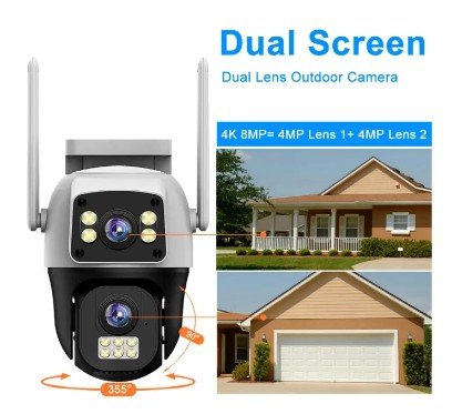 8MP 4G SIM Dual Lens Outdoor Human Detect PTZ Camera - V380 Pro App
