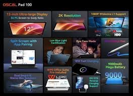 12'' Oscal Pad 100 12GB 256GB Android 15