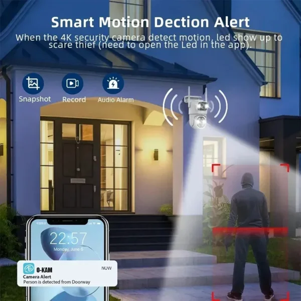 8MP 4G SIM Dual Lens Outdoor Human Detect PTZ Camera - V380 Pro App