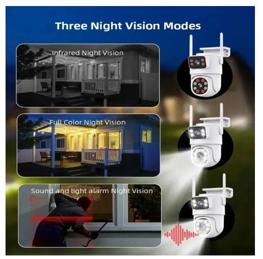 8MP 4G SIM Dual Lens Outdoor Human Detect PTZ Camera - V380 Pro App